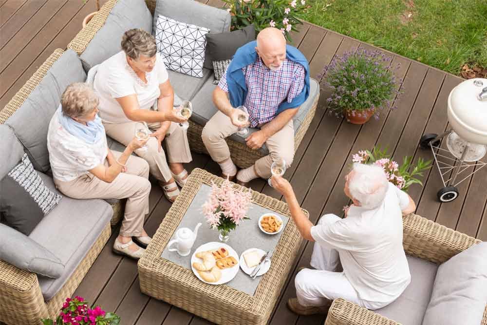 Chat-with-friend-outside-on-composite-decking-area